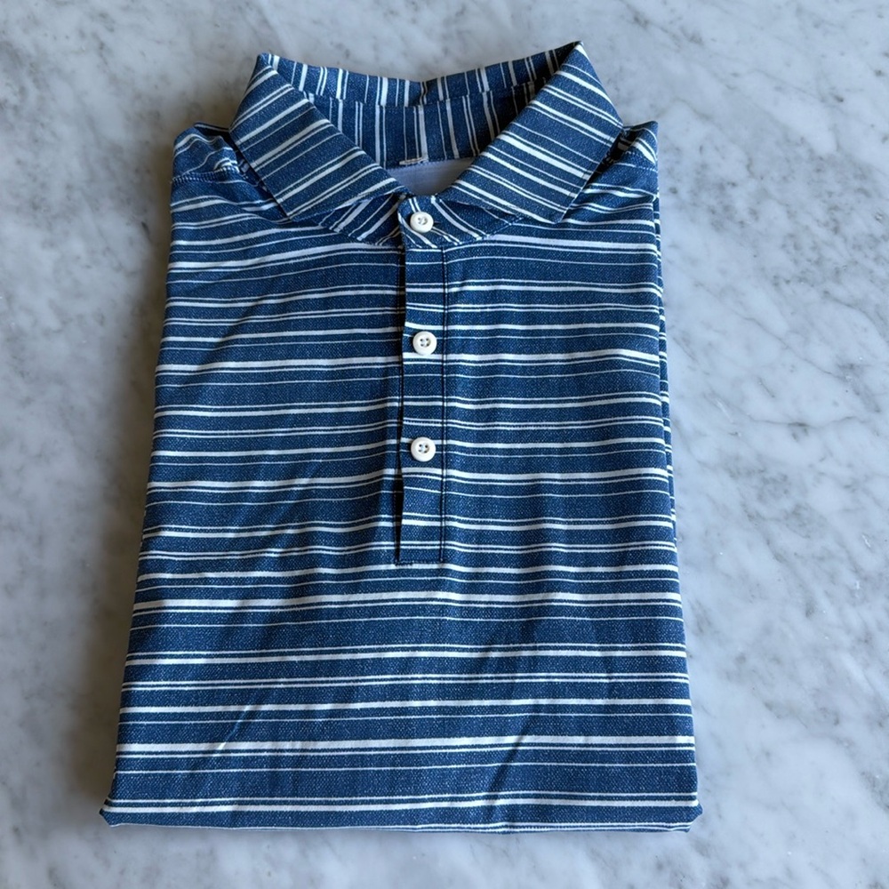 lululemon athletica Blue Striped Polo Shirt